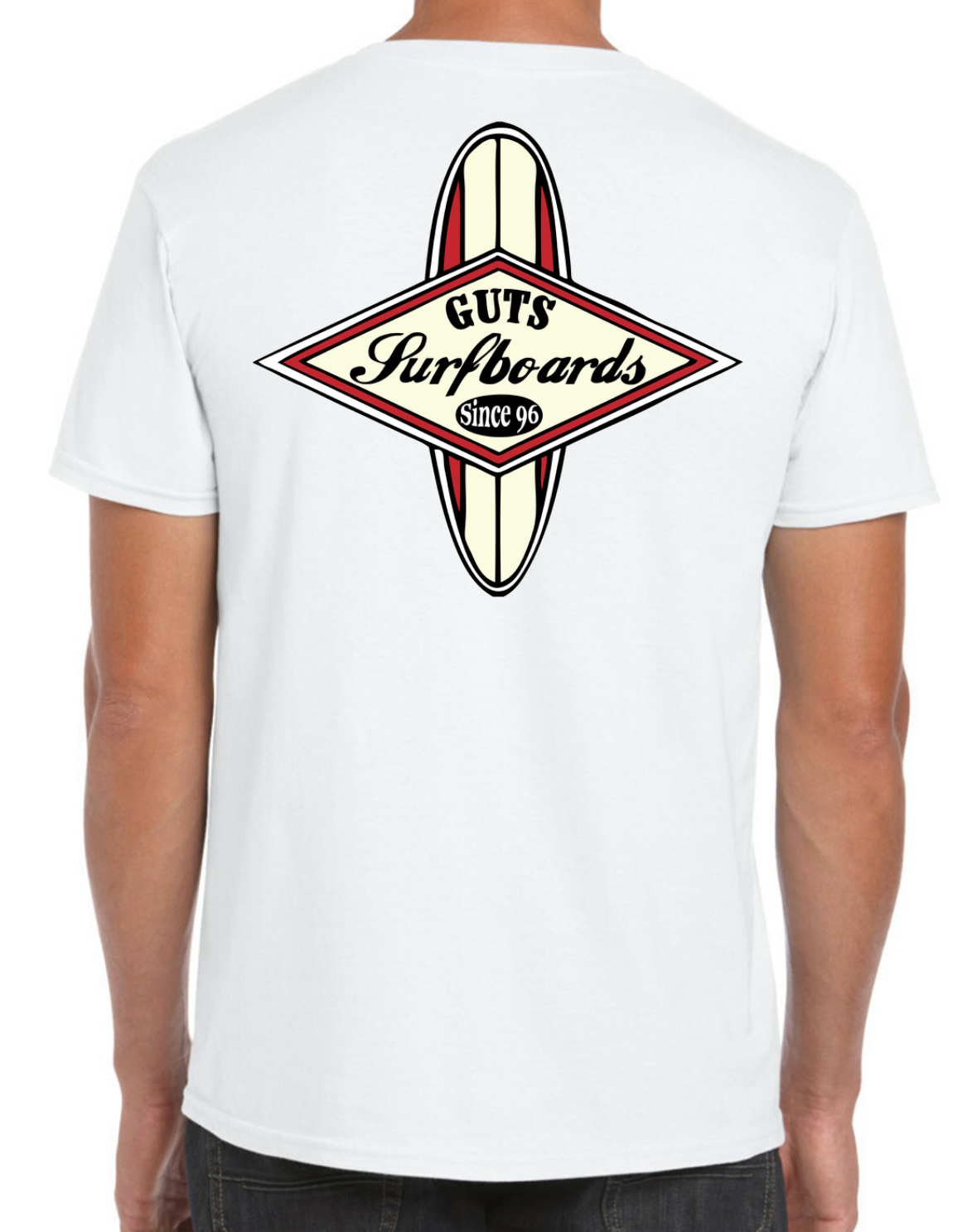 White Guts classic surf red logo T-shirt