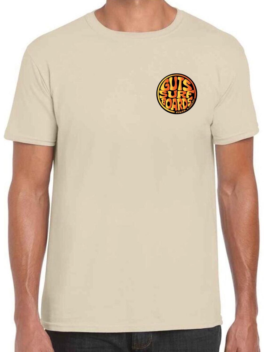 Beige Guts Retro logo T-shirt