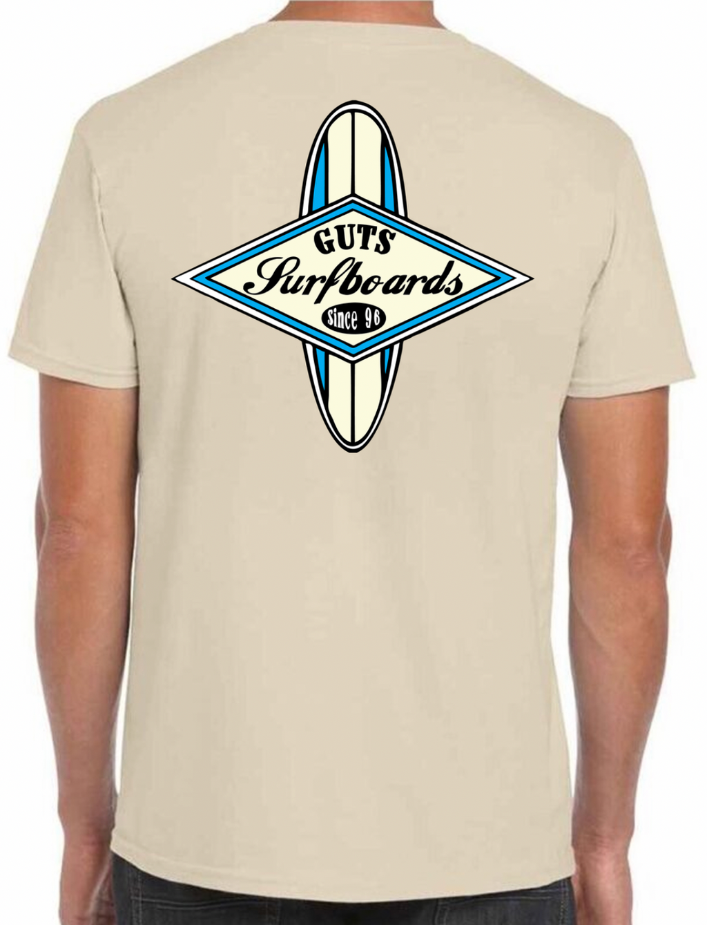 beige-guts-t-shirt-with-blue-surfboard-logo